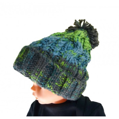 Dětská Čepice Maxi PomPem Beanie Šedozelená