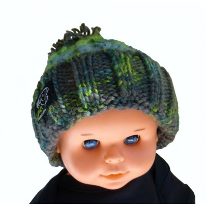 Dětská Čepice Maxi PomPem Beanie Šedozelená